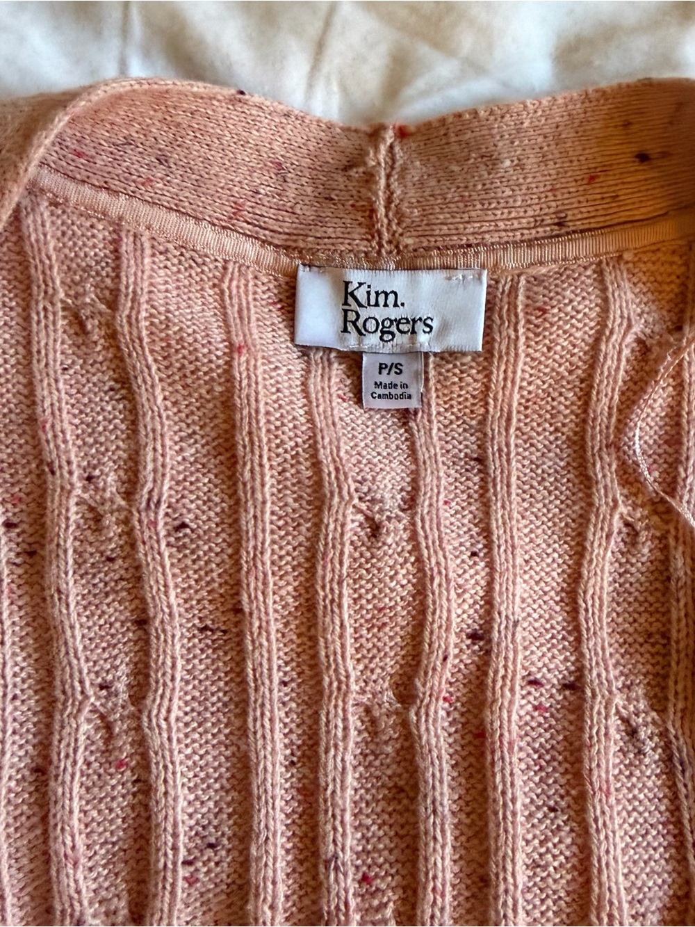 Kim Rogers Pink Cable-Knit Open Front Cardigan - Picture 3 of 4
